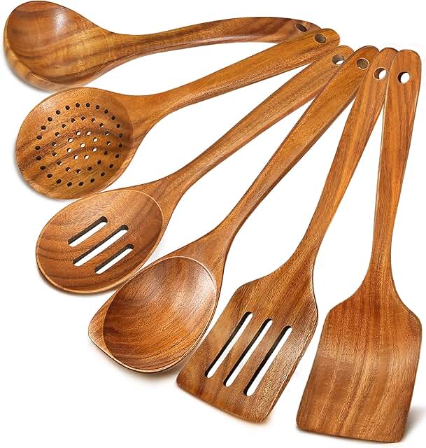6-Piece Natural Wooden Cooking Utensil Set