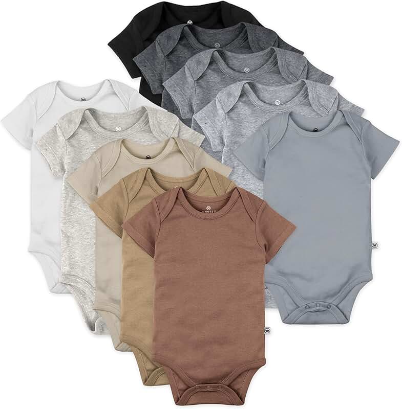 10 Organic Cotton Short Sleeve Baby Bodysuits
