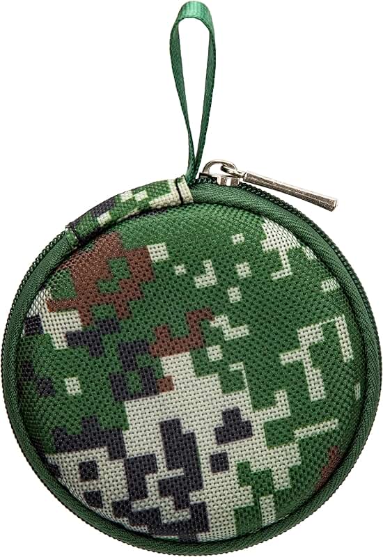 Mini Portable Hard Shell Earbuds Case in Pixelated Camo