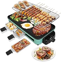 Indoor Electric Grill with Removable Plates and Cheese Pans