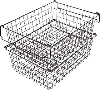 Two Large Stackable Wire Baskets for Storage