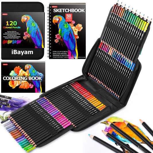 123-Pack Colored Pencils Set with Sketch Pad and Case