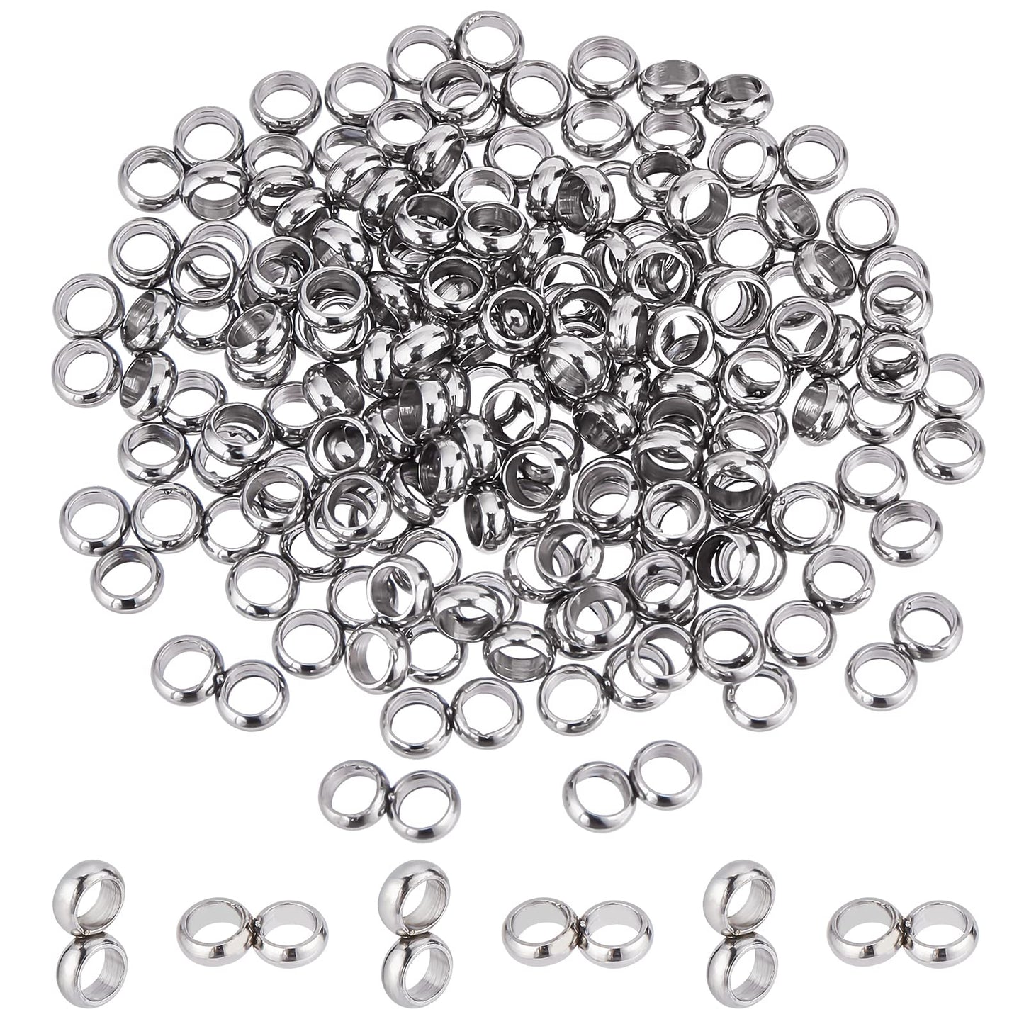100pcs Stainless Steel Double Ring Spacer Beads for Jewelry Making