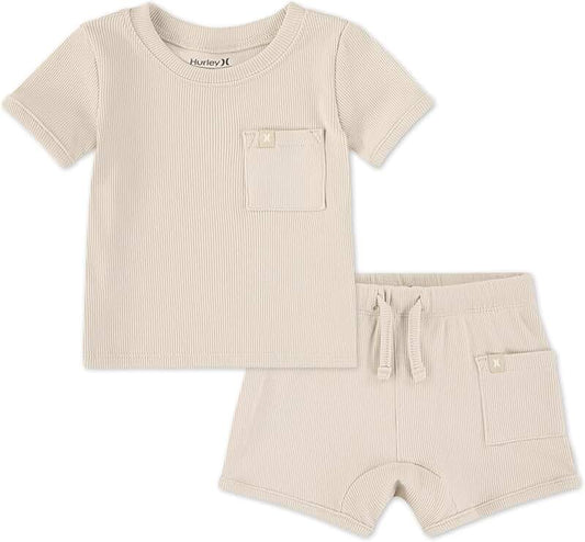 Baby Boys and Toddler Rib Knit T-Shirt and Shorts Set