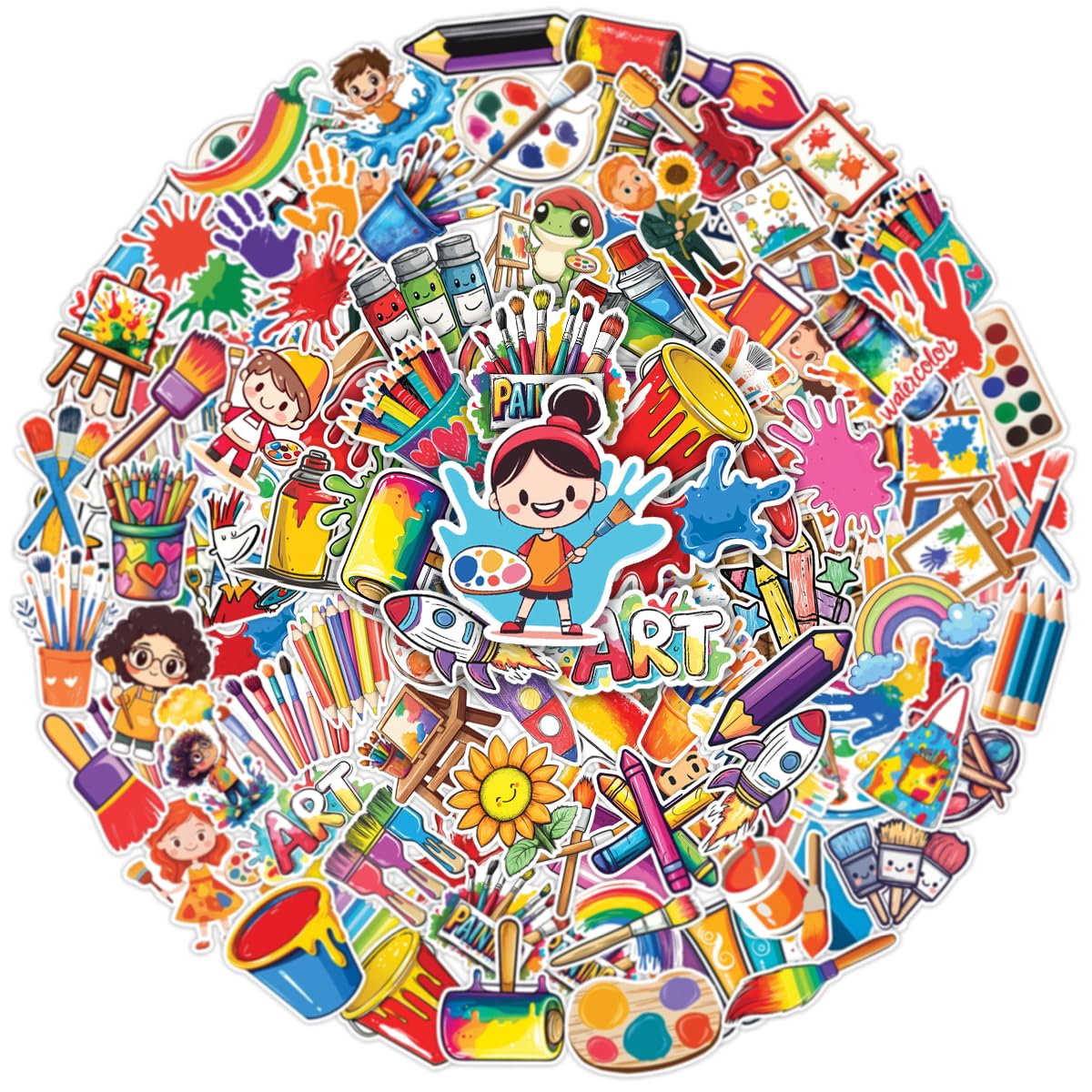 100 Waterproof Art Stickers for Kids