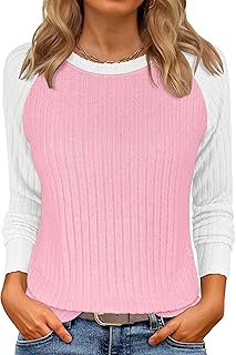 Women's Ribbed Long Sleeve Color Block Sweater