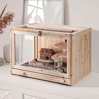 Wooden Hamster Cage with Ladder and Transparent Sides