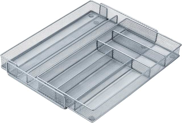 Expandable 7-Compartment Steel Mesh Drawer Organizer