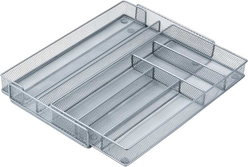 Expandable 7-Compartment Steel Mesh Drawer Organizer
