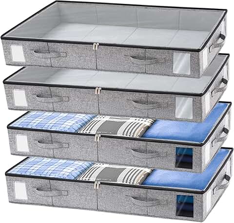 4 Pack Under Bed Storage Containers with Sturdy Support