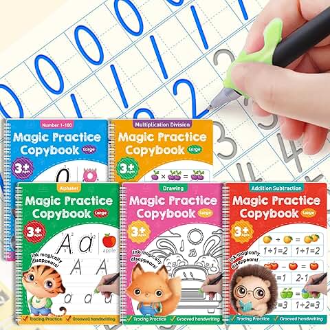 Large Magic Grooved Practice Copybooks with Pens for Kids