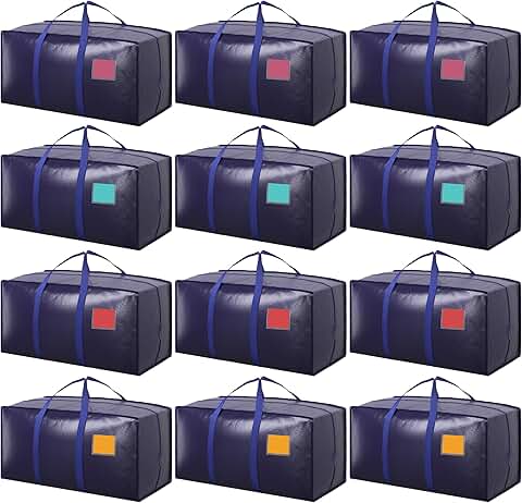 12 Heavy Duty Large Moving Bags with Reinforced Zippers