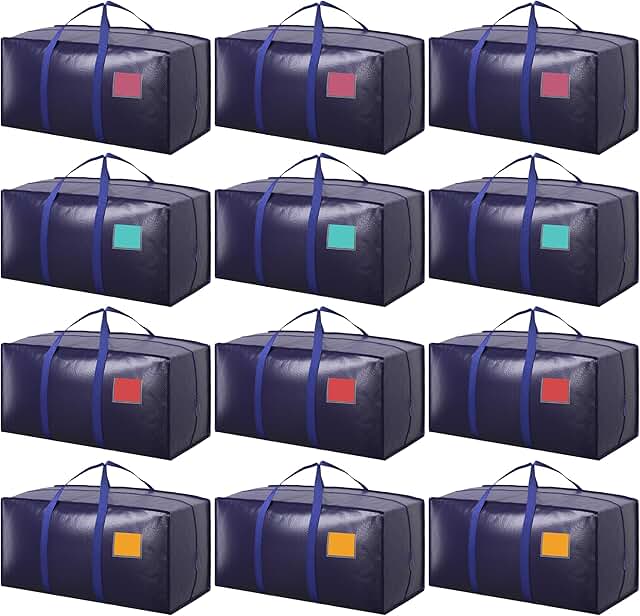 12 Heavy Duty Large Moving Bags with Reinforced Zippers