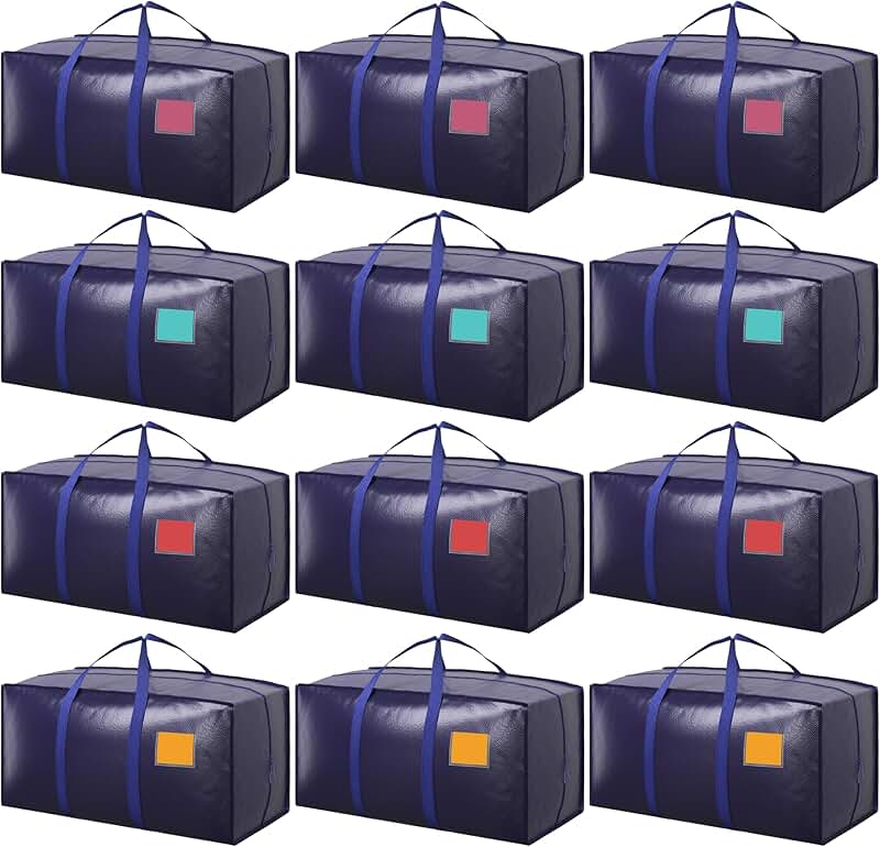 12 Heavy Duty Large Moving Bags with Reinforced Zippers