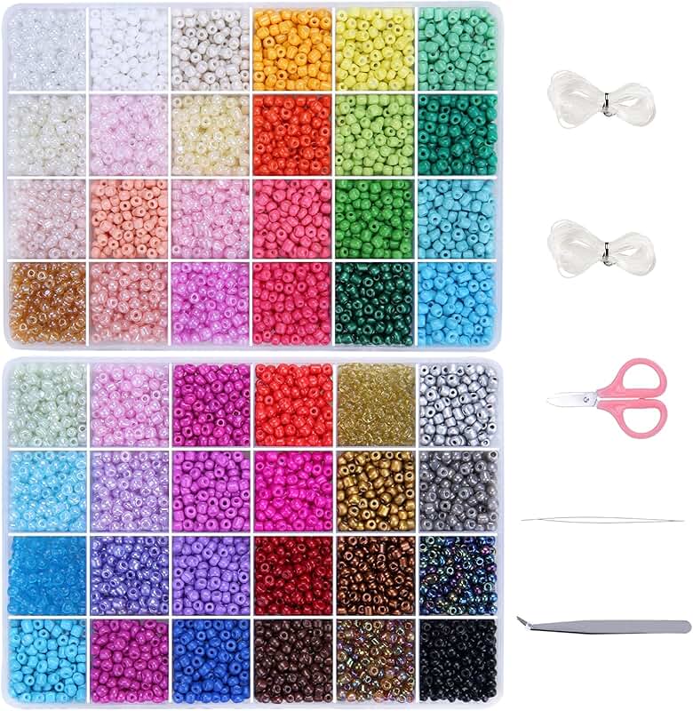 6720-Piece Glass Seed Beads Kit with Tools and Accessories
