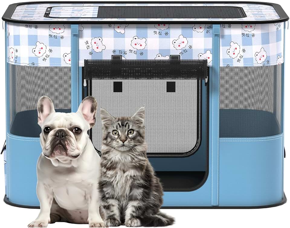 Portable Pet Playpen for Cats and Small Dogs