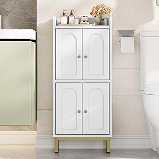 Small Bathroom Storage Cabinet with 4 Doors