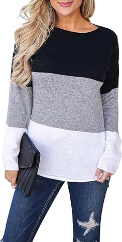 Women's Long Sleeve Color Block Tunic Top