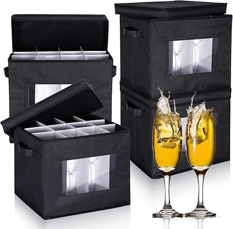 Four-Piece Champagne Flute Storage Box with Dividers