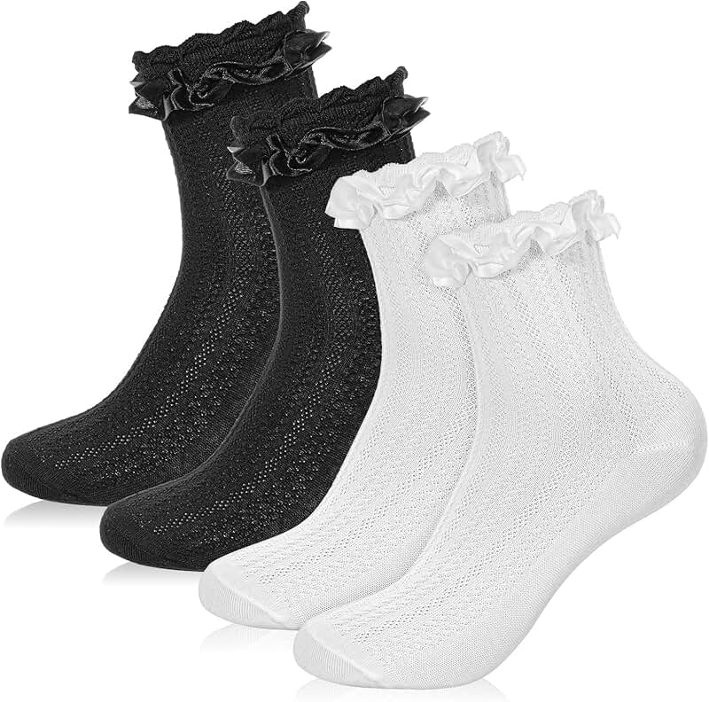 Two Pairs of Ruffle Ankle Socks for Women