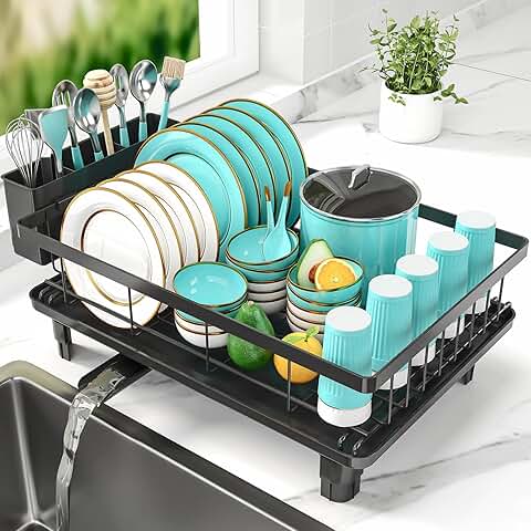 Large Kitchen Dish Drying Rack with Utensil Holder