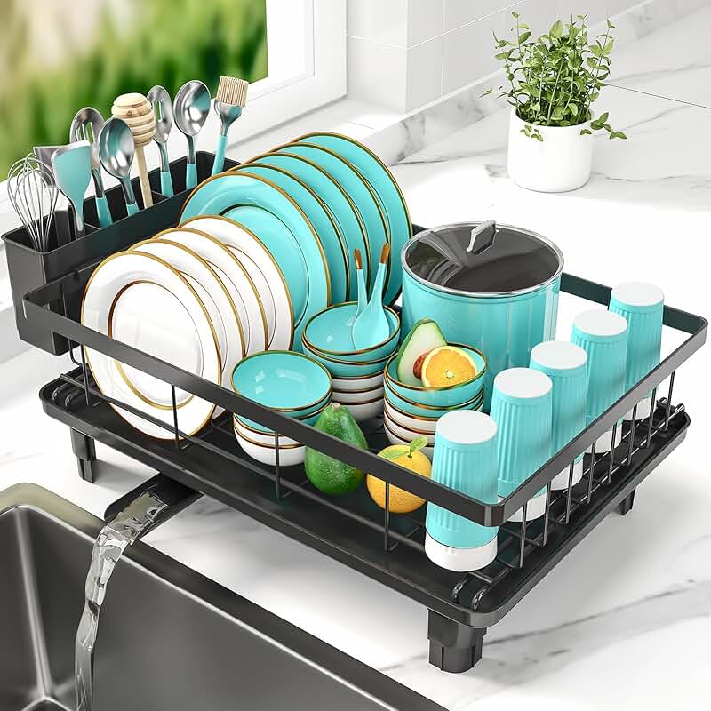 Large Kitchen Dish Drying Rack with Utensil Holder