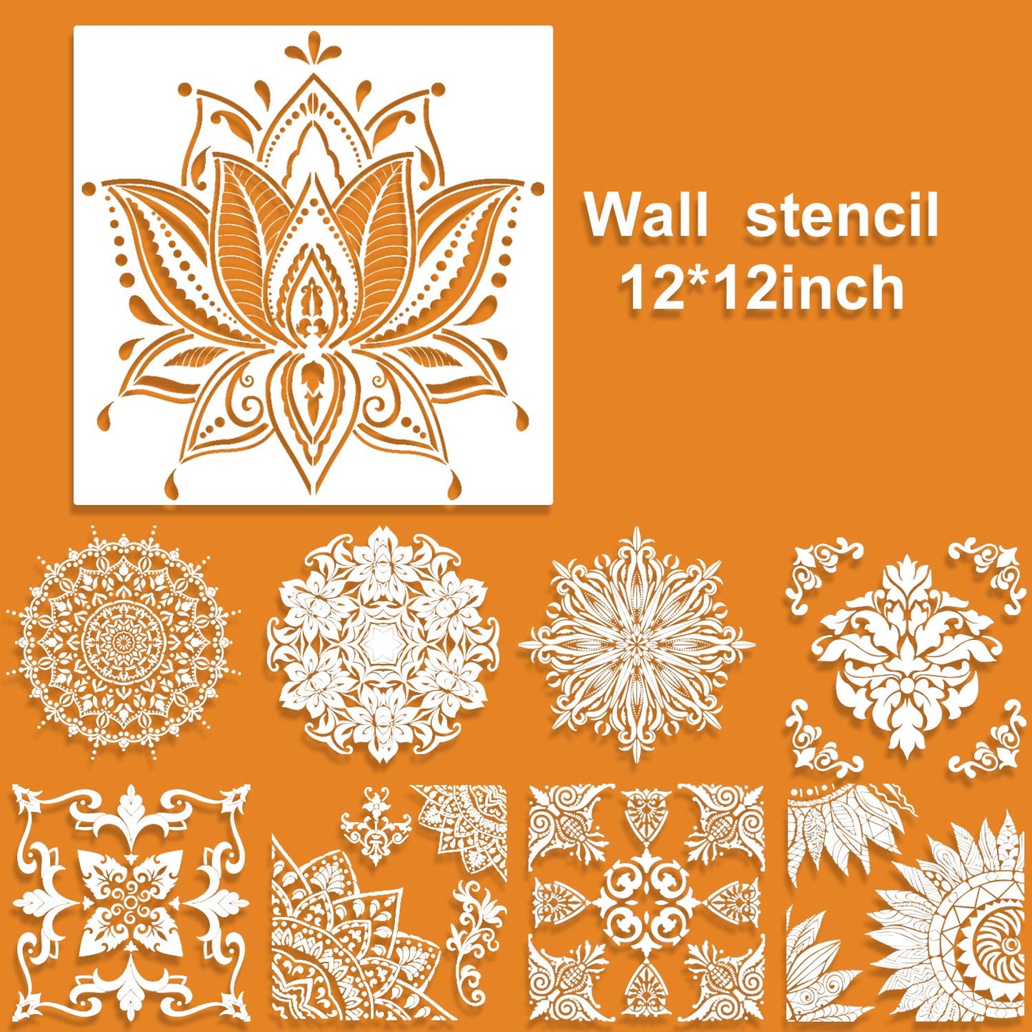 9 Pack 12x12 Inch Reusable Laser Cut Painting Templates
