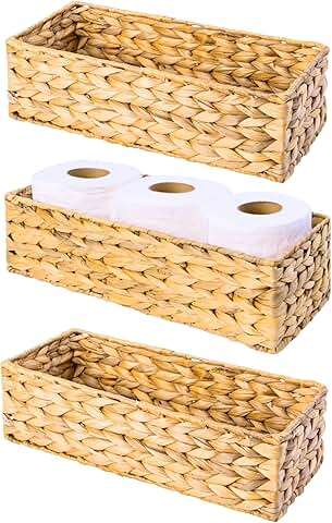 Set of 3 Wicker Toilet Paper Holders for Bathroom Storage