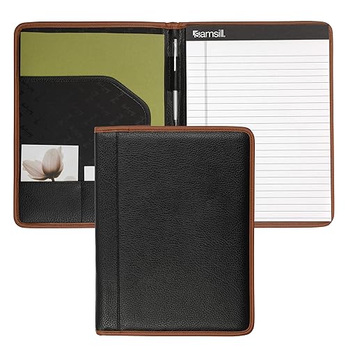 Black Leather Business Portfolio with Writing Pad