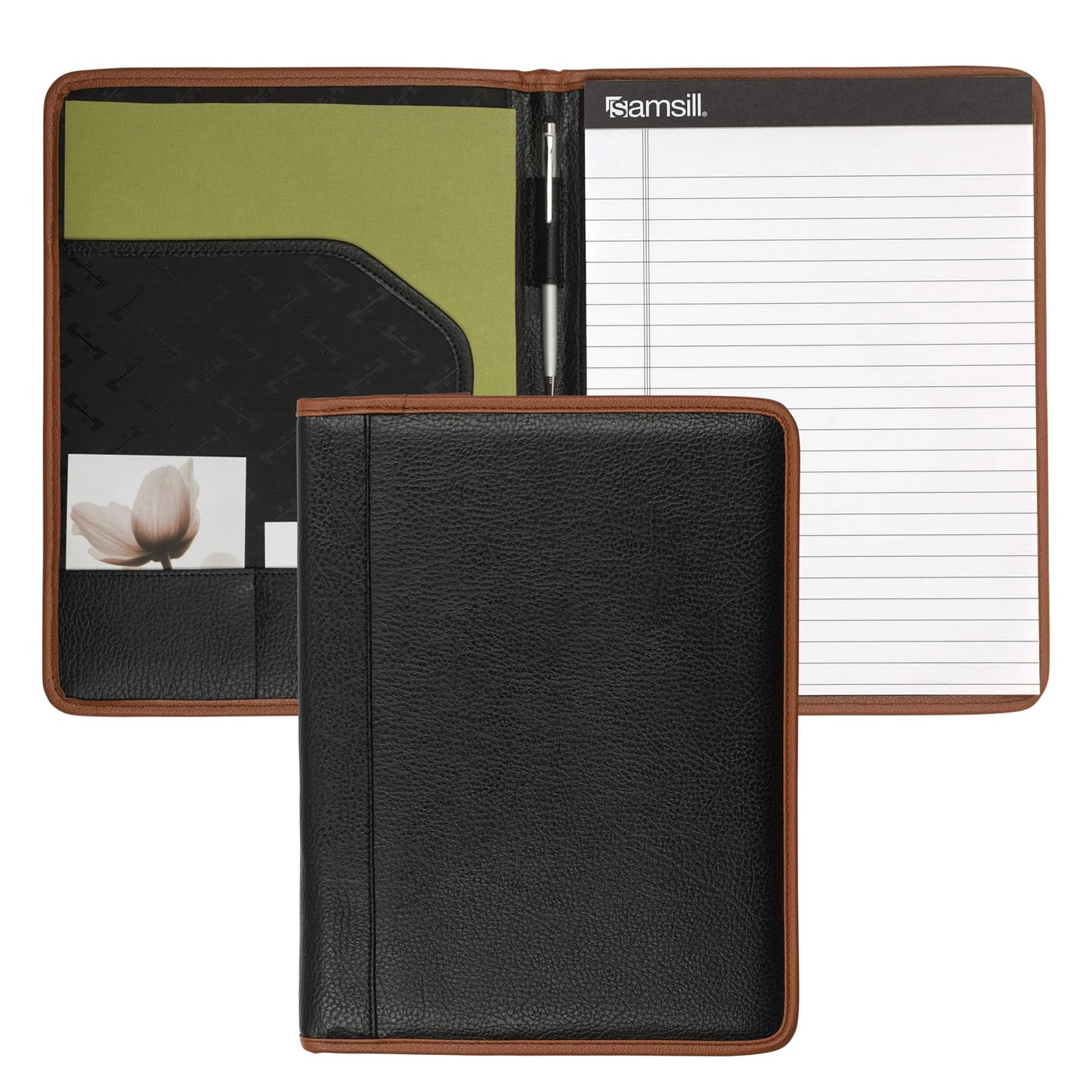Black Leather Business Portfolio with Writing Pad