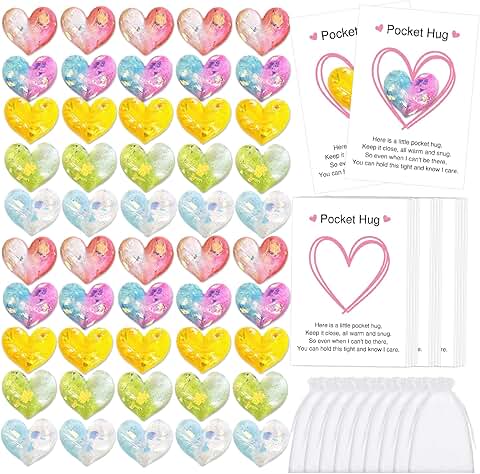 50 Sets of Pocket Hug Tokens with Greeting Cards and Bags