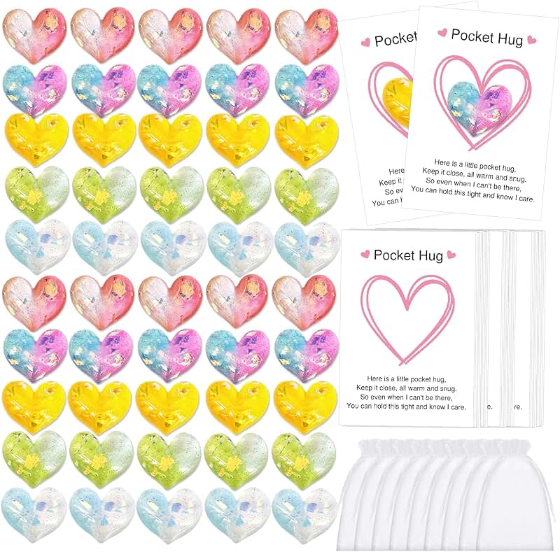 50 Sets of Pocket Hug Tokens with Greeting Cards and Bags