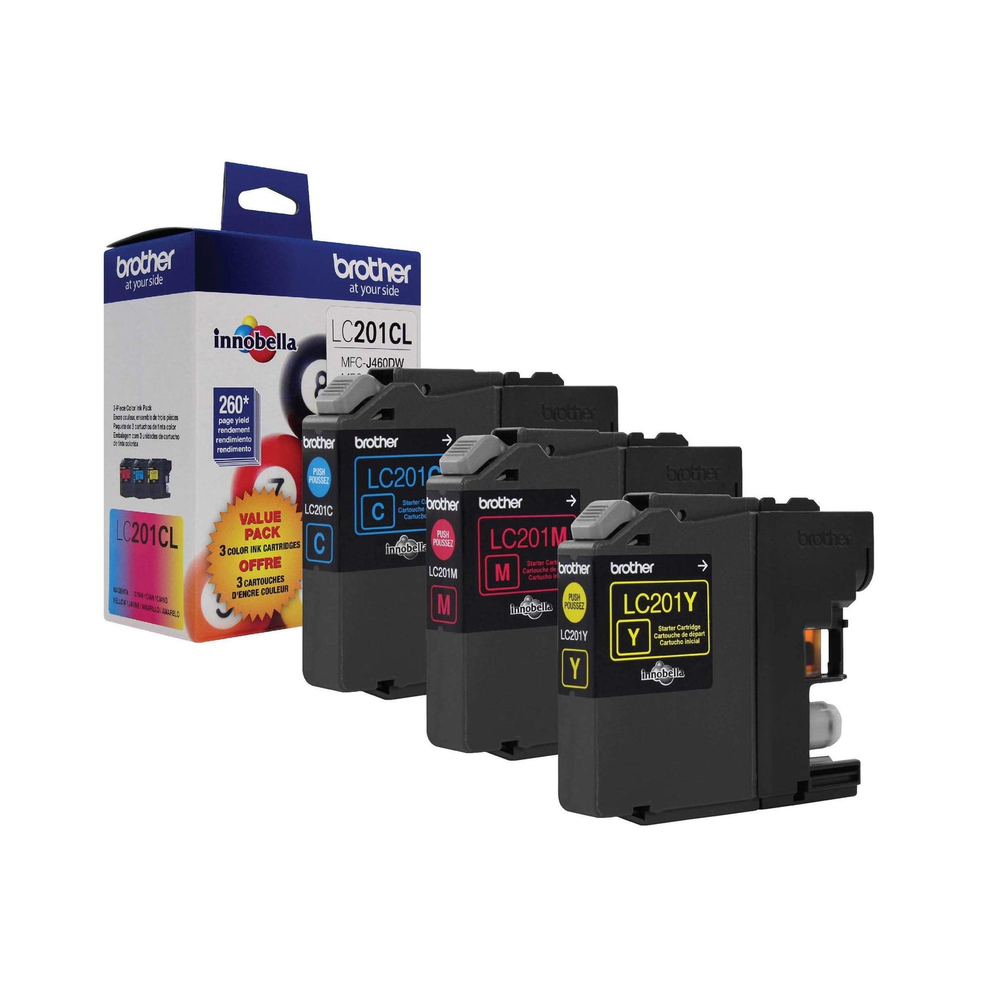 Genuine Standard Yield Color Ink Cartridges, LC2013PKS, Replacement Color Ink Three Pack, Includes 1 Cartridge Each of Cyan, Magenta & Yellow, Page Yield Up To 260 Pages/cartridge,Magenta, Cyan, Yello