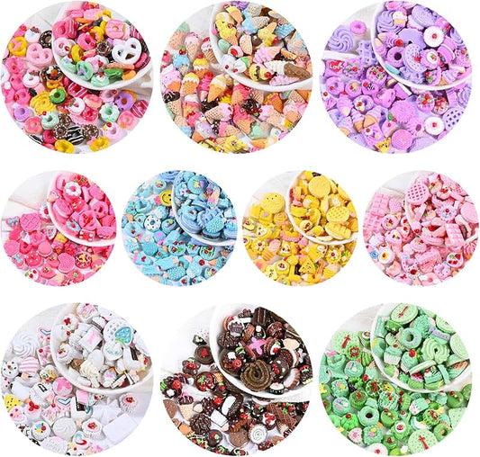 100 Assorted Slime Charms for Crafts and Decorations