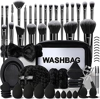 56-Piece Black Makeup Brush Set with Case