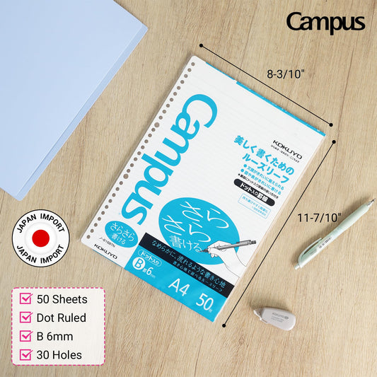 A4 Loose Leaf Paper, 50 Sheets, 75 GSM, 6mm Dot Ruled