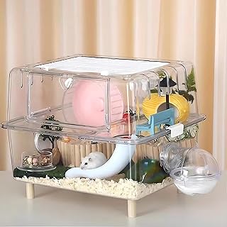 2-Floor Clear Small Animal Cage with Slide