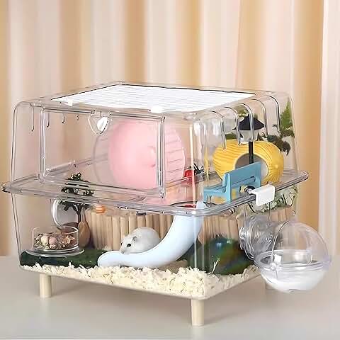 2-Floor Clear Small Animal Cage with Slide