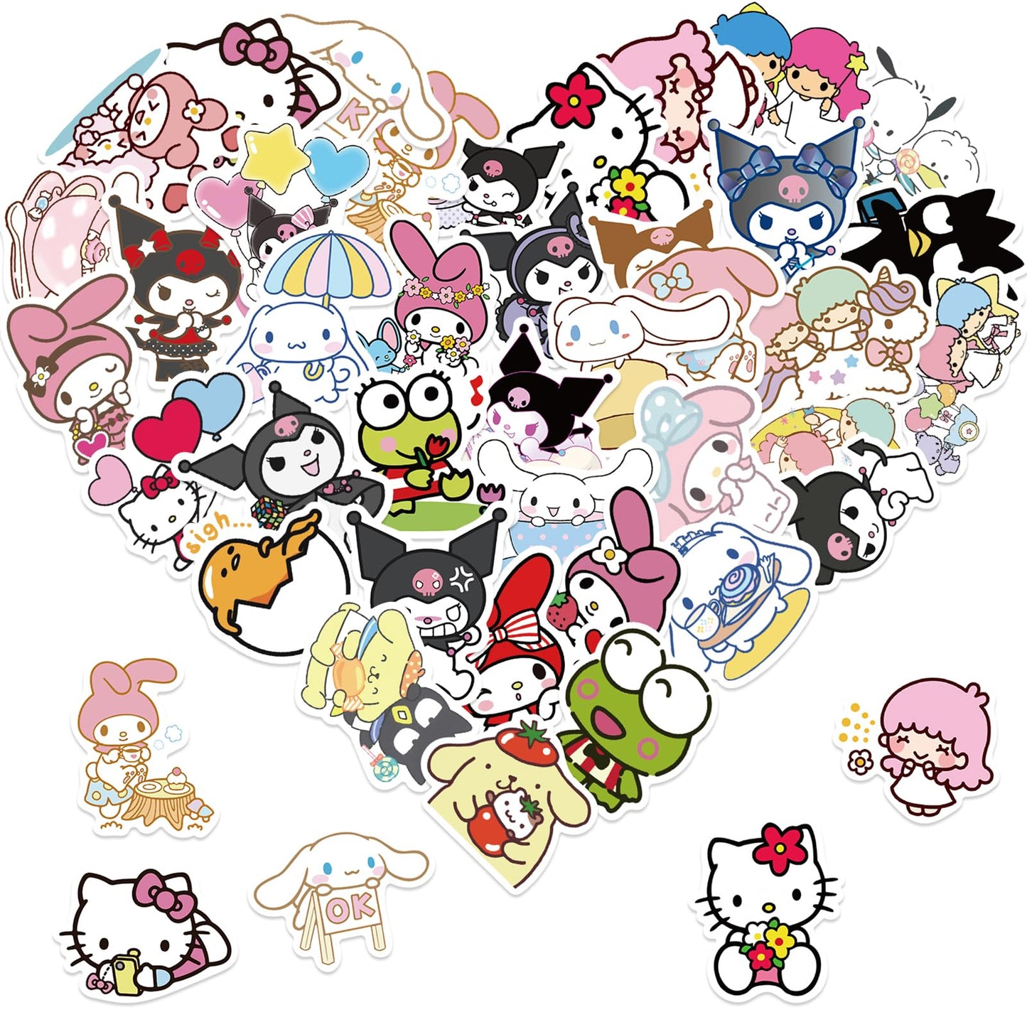 50 Kawaii Cartoon Stickers for Kids and Teens