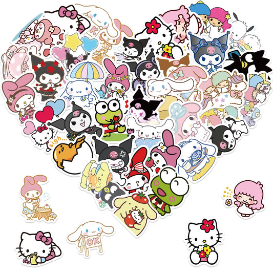 50 Kawaii Cartoon Stickers for Kids and Teens