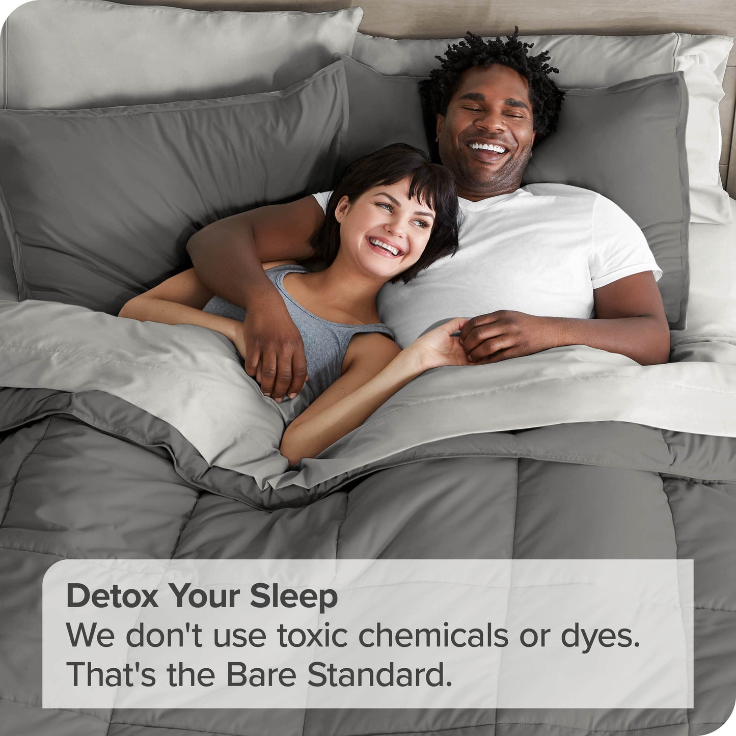 Bed-in-A-Bag 7 Piece Comforter  Sheet Set  King  Goose Down Alternative  Ultra-Soft 1800 Premium Bedding Set King, Grey/Light Grey)