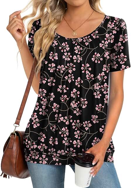 Women's Spring Summer Short Sleeve Tunic Top