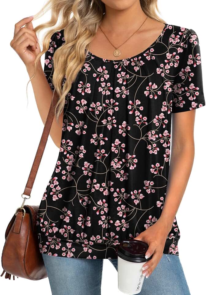 Women's Spring Summer Short Sleeve Tunic Top