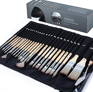 Professional Synthetic Paint Brush Set with Canvas Roll