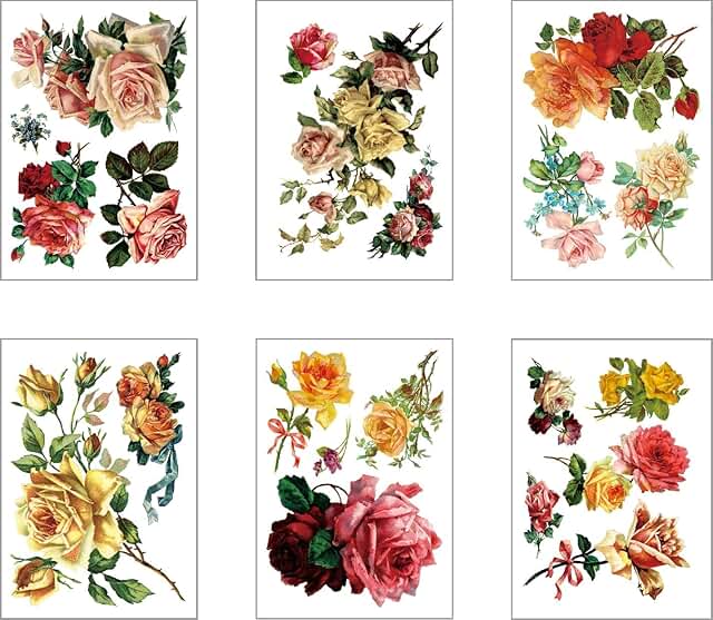 6 Sheets of 6" x 12" Floral Transfer Paper
