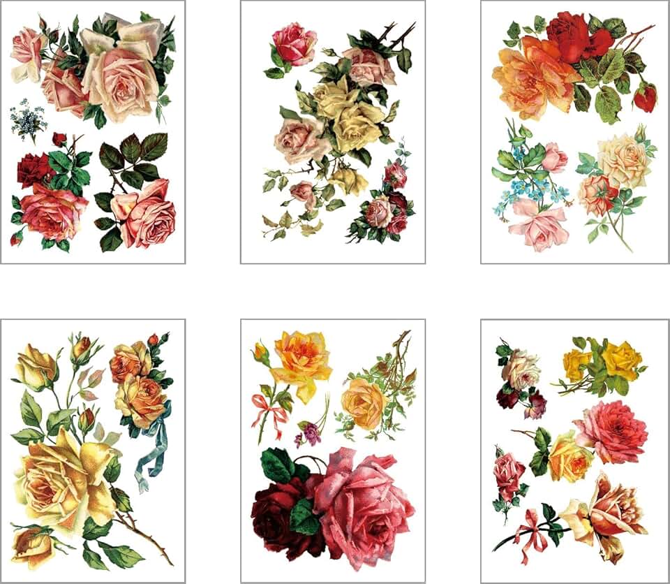 6 Sheets of 6" x 12" Floral Transfer Paper