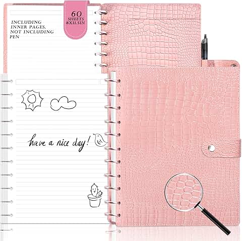 8.5" x 11" PU Leather Discbound Notebook with 60 Sheets