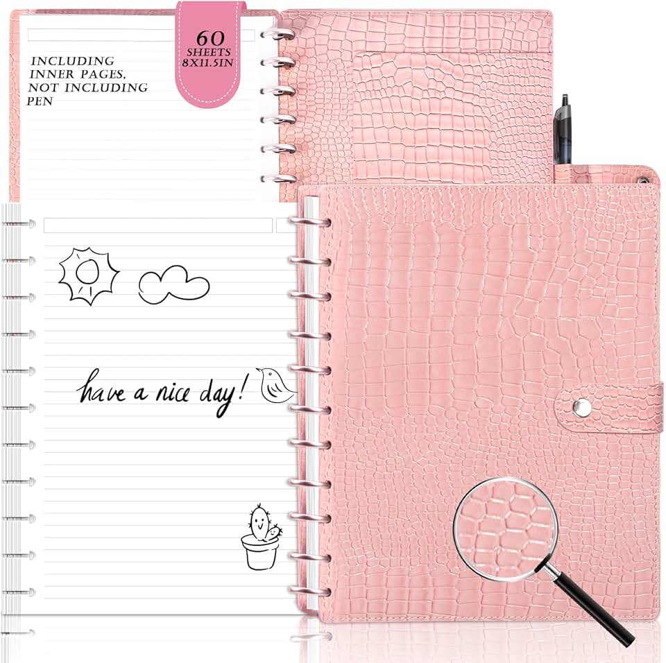8.5" x 11" PU Leather Discbound Notebook with 60 Sheets