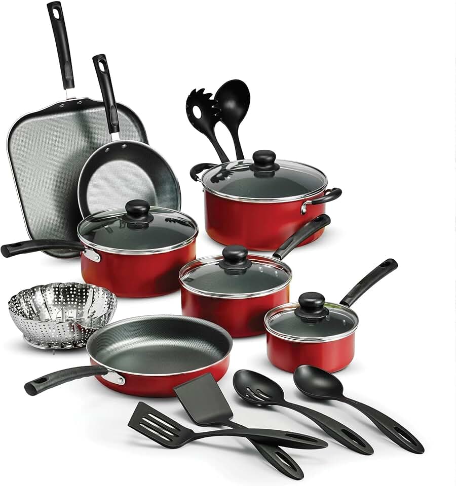 Red 18-Piece Non-Stick Cookware Set