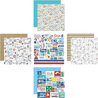 Cruise Scrapbook Paper with Ship and Anchor Designs